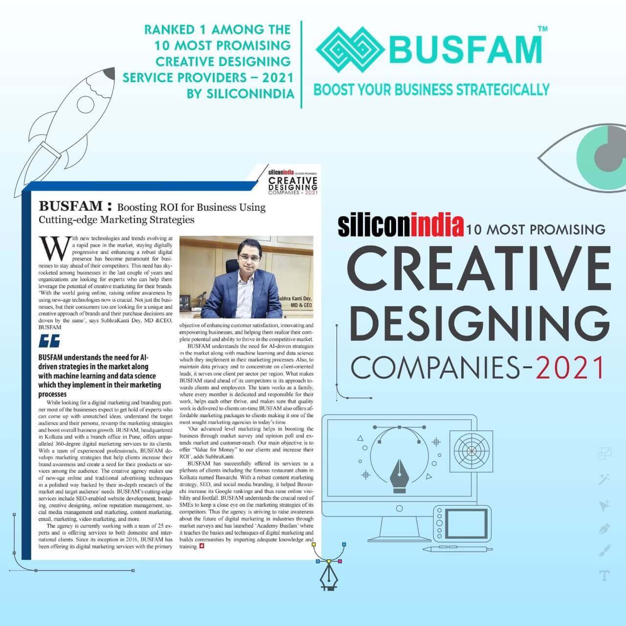 Ranked 1 Among the 10 Most Promising Creative Designing Service Providers – 2021 by SiliconIndia